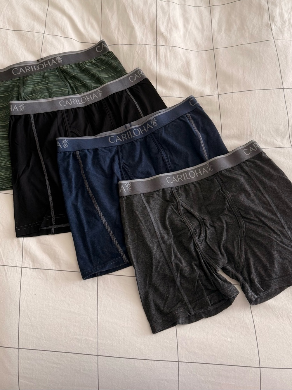 Cariloha Men's Bamboo Boxer Briefs - 4-Pack (Green, Black, Navy, Charcoal)